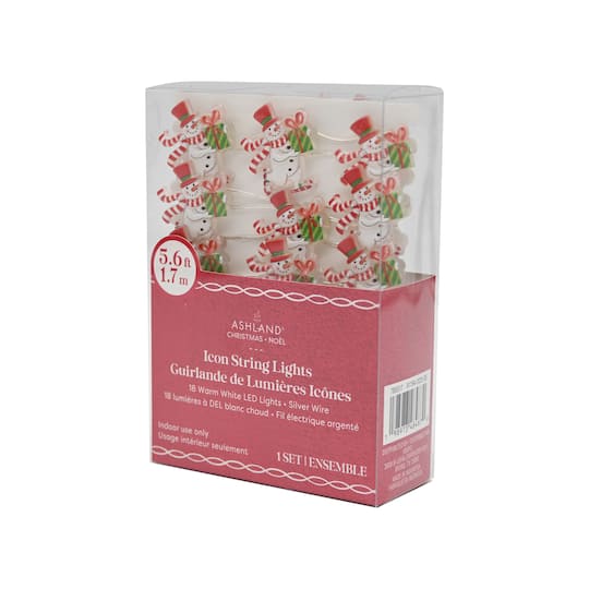 18ct. Warm White LED Skating Snowman String Lights on Silver Wire by Ashland®
